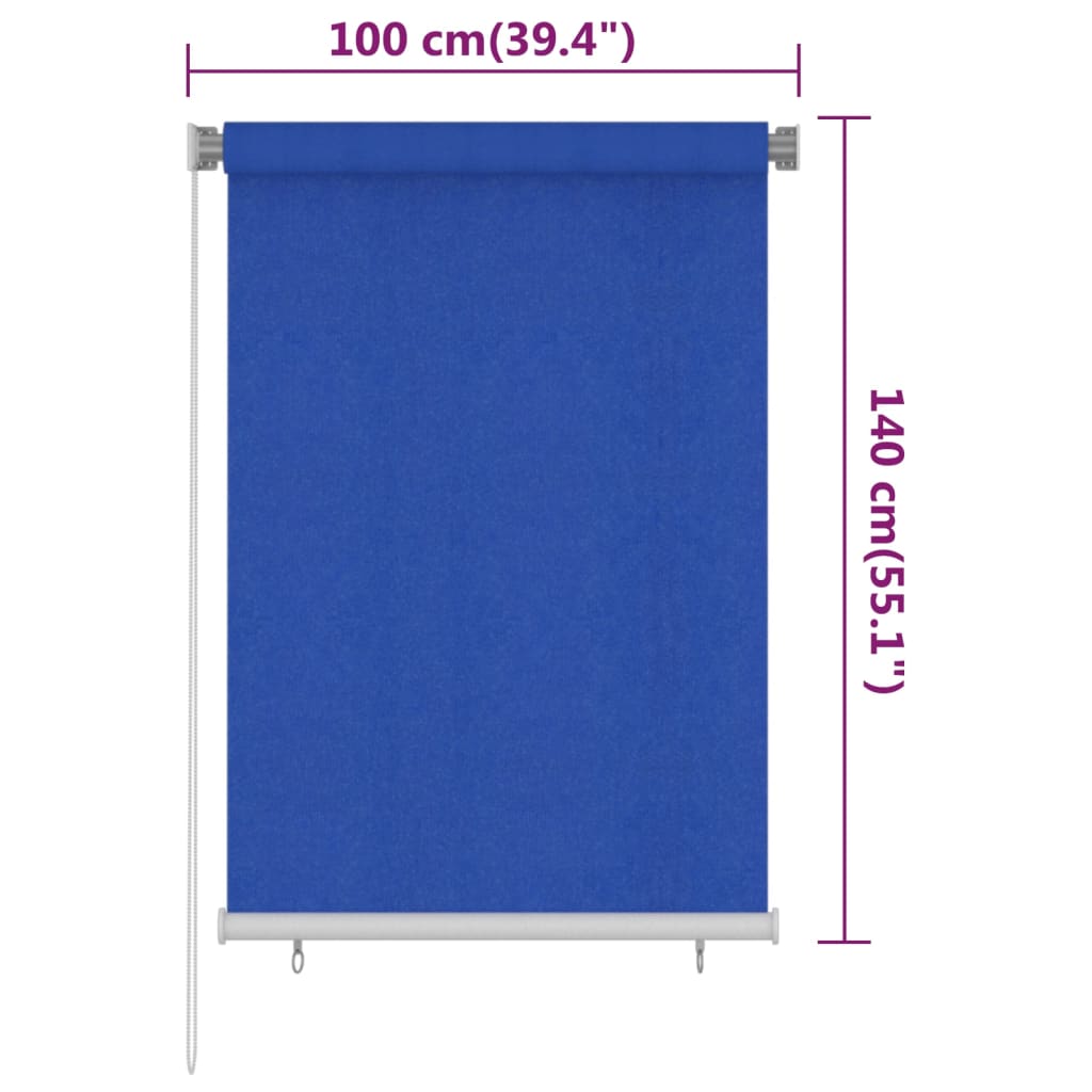 Jaluzea tip rulou de exterior, albastru, 100x140 cm, HDPE