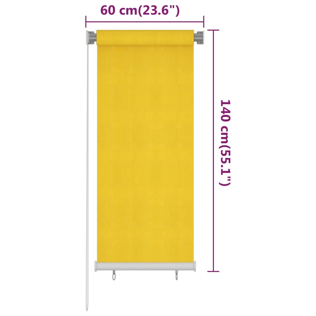 Jaluzea tip rulou de exterior, galben, 60x140 cm, HDPE