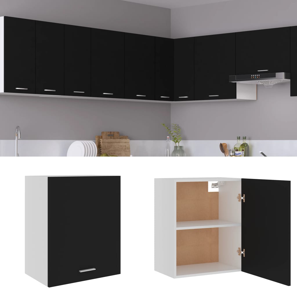 Dulap suspendat, negru, 50 x 31 x 60 cm, lemn prelucrat