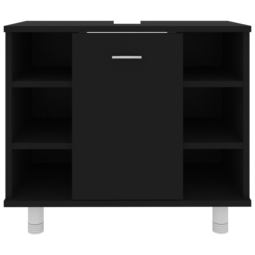 Dulap de baie, negru, 60 x 32 x 53,5 cm, lemn prelucrat