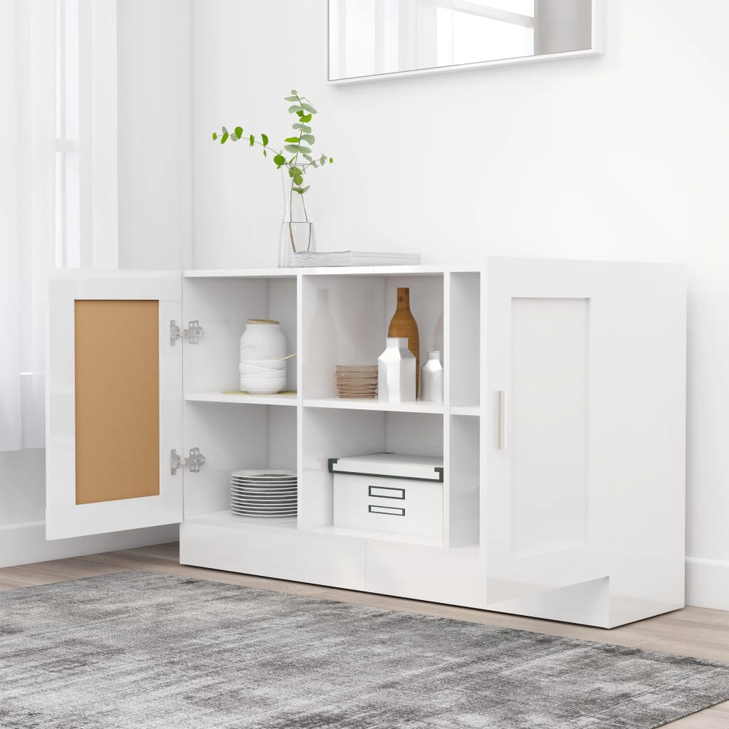 Sideboard, glossy white, 120 x 30.5 x 70 cm, chipboard