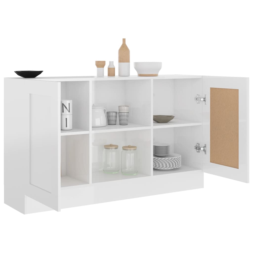 Sideboard, glossy white, 120 x 30.5 x 70 cm, chipboard
