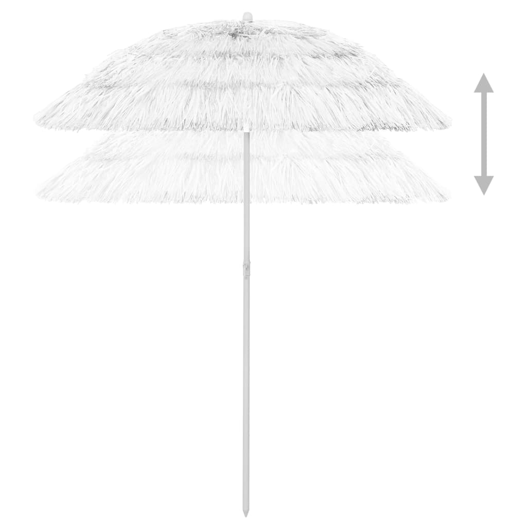 Umbrelă de soare de plajă Hawaii, alb, 180 cm