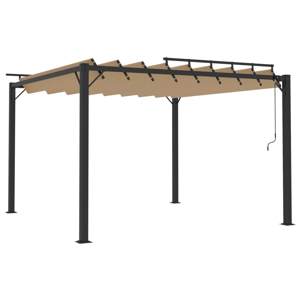 Pavilion cu acoperiș jaluzea gri taupe 3x3 m țesătură&aluminiu