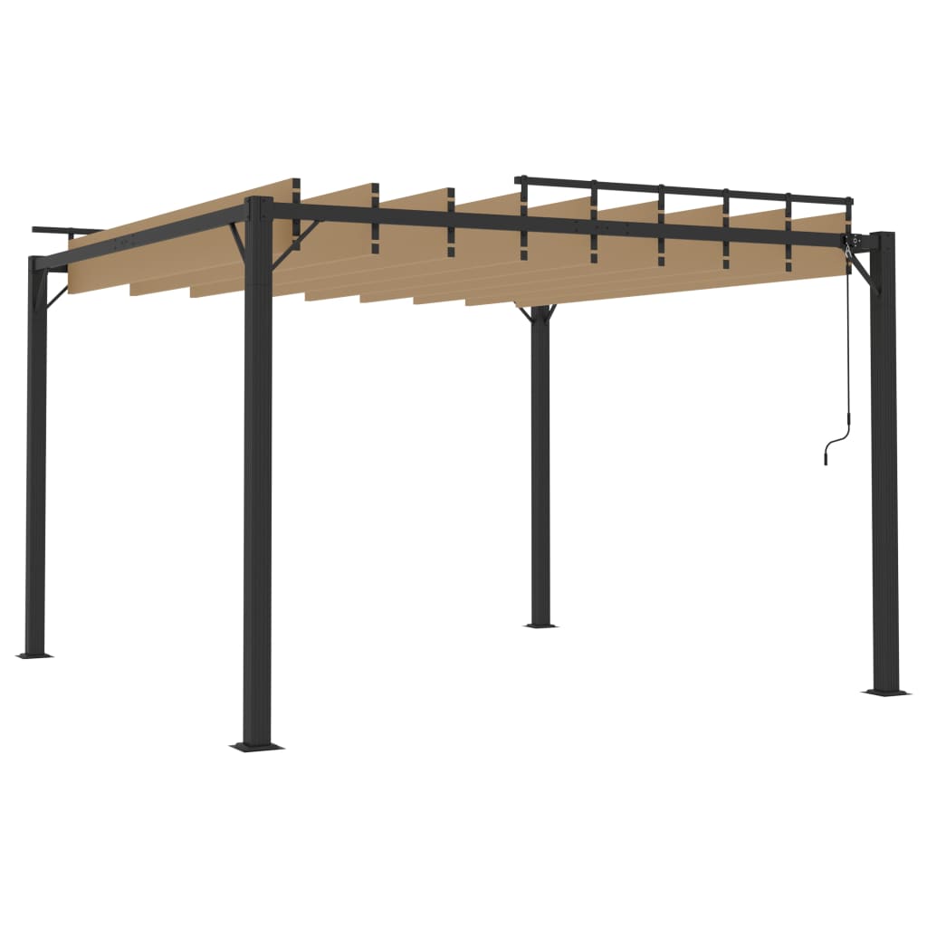 Pavilion cu acoperiș jaluzea gri taupe 3x3 m țesătură&aluminiu