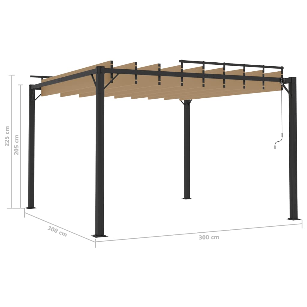 Pavilion cu acoperiș jaluzea gri taupe 3x3 m țesătură&aluminiu