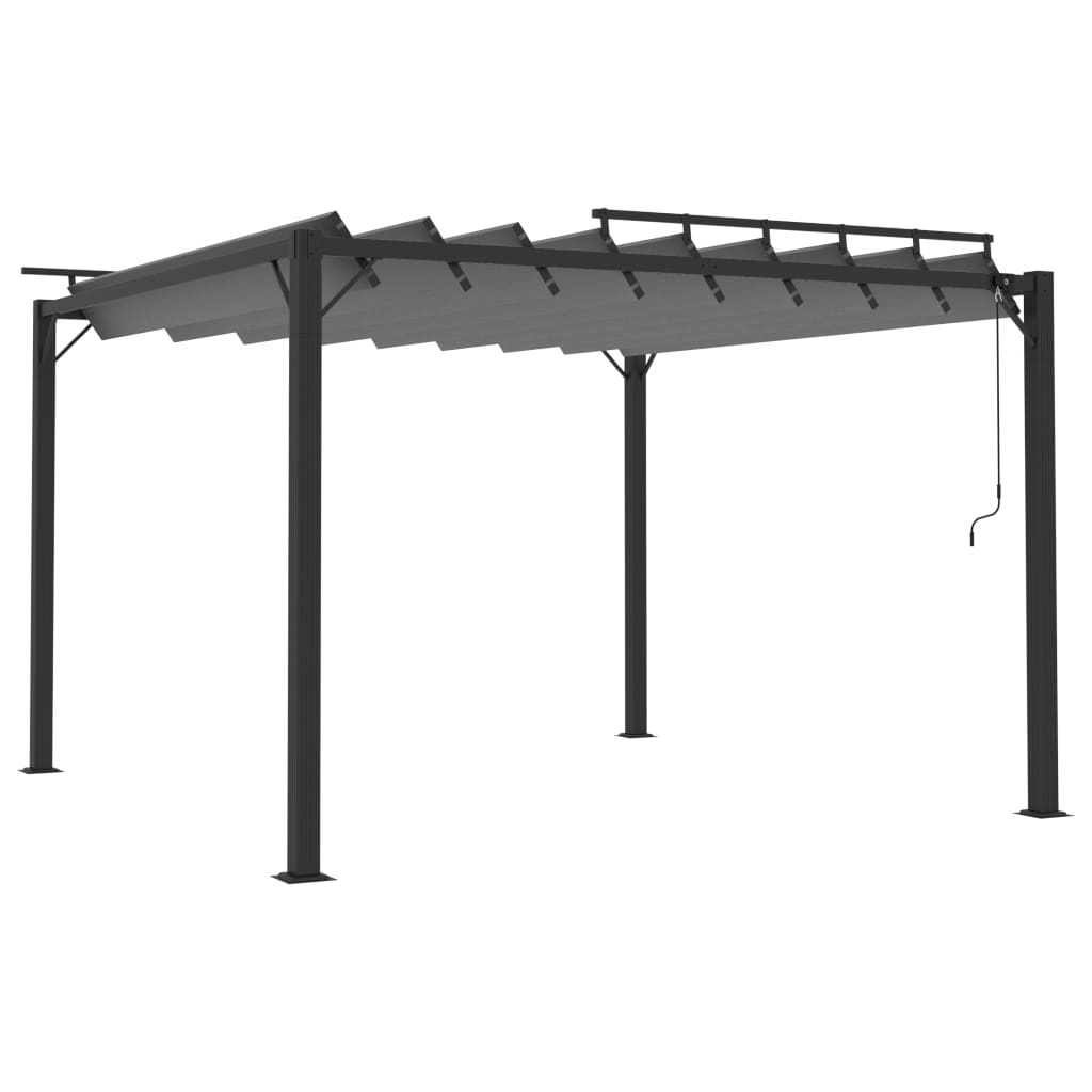 Pavilion cu acoperiș jaluzea antracit 3x3 m țesătură&aluminiu