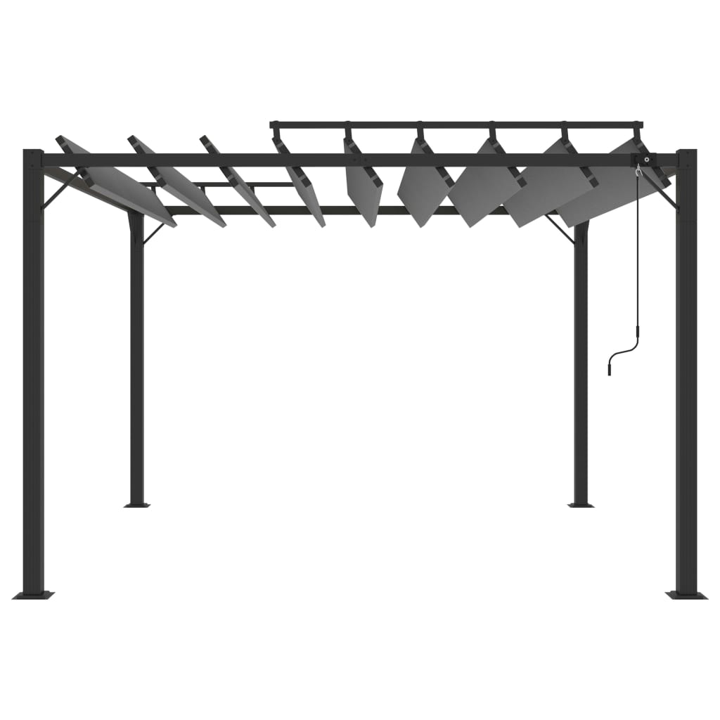 Pavilion cu acoperiș jaluzea antracit 3x3 m țesătură&aluminiu