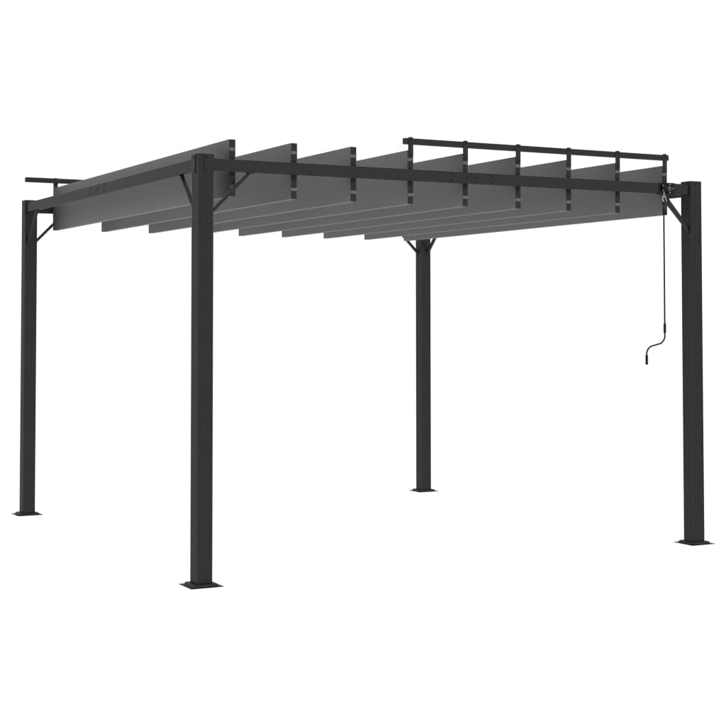 Pavilion cu acoperiș jaluzea antracit 3x3 m țesătură&aluminiu