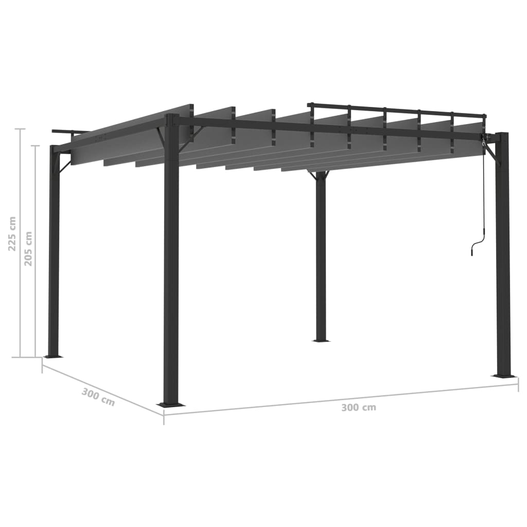 Pavilion cu acoperiș jaluzea antracit 3x3 m țesătură&aluminiu