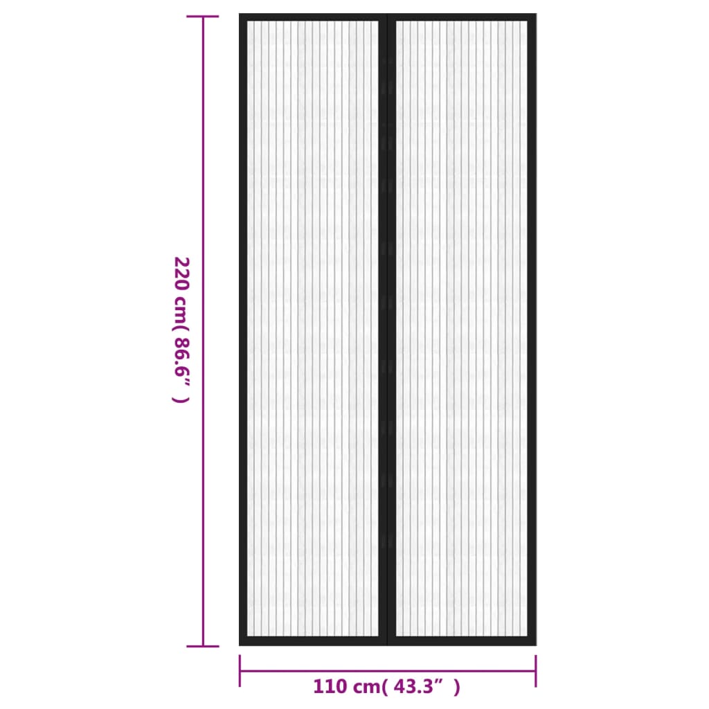 Perdea de ușă anti-insecte cu magnet, 2 buc., negru, 220x110 cm