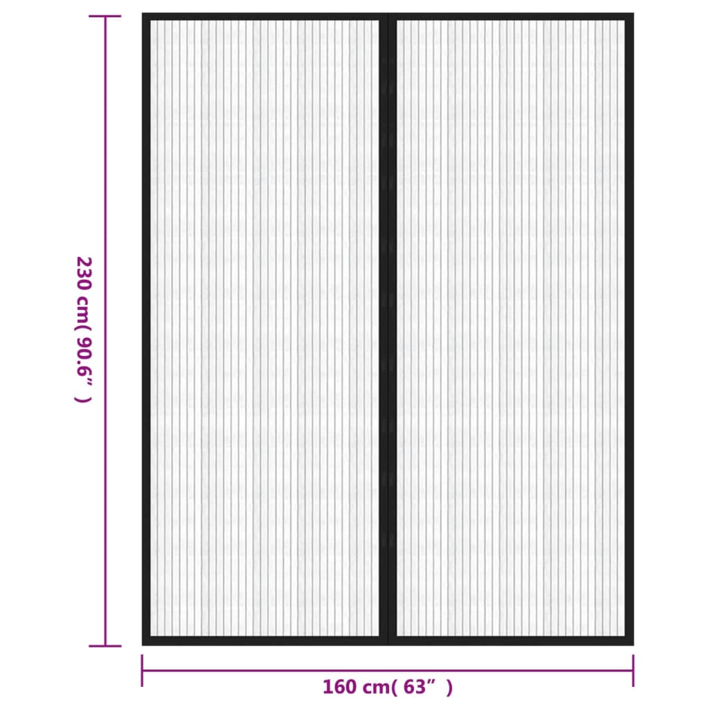 Perdele de ușă anti-insecte cu magnet, 2 buc., negru 230x160 cm