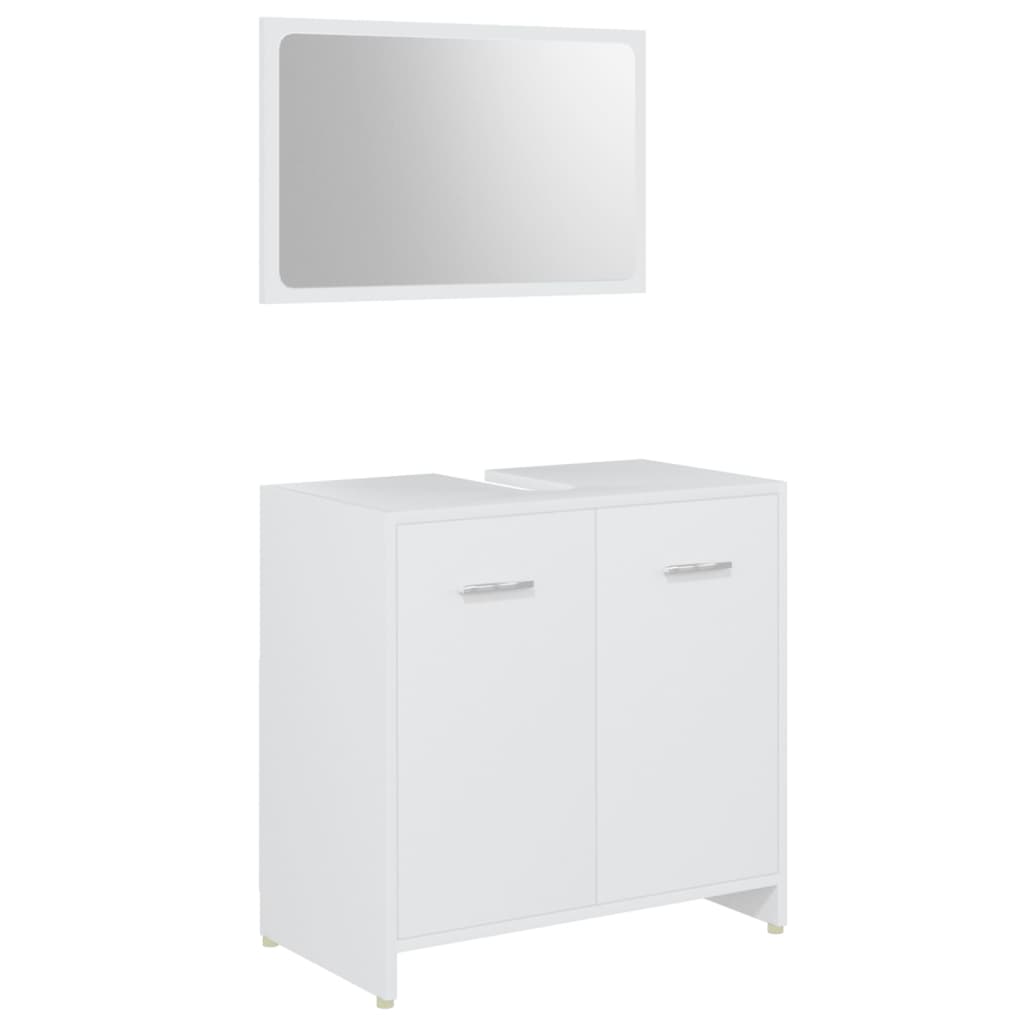 Set mobilier de baie, 4 piese, alb, lemn prelucrat