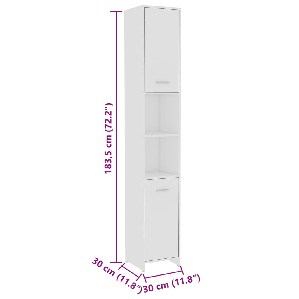 Set mobilier de baie, 4 piese, alb, lemn prelucrat