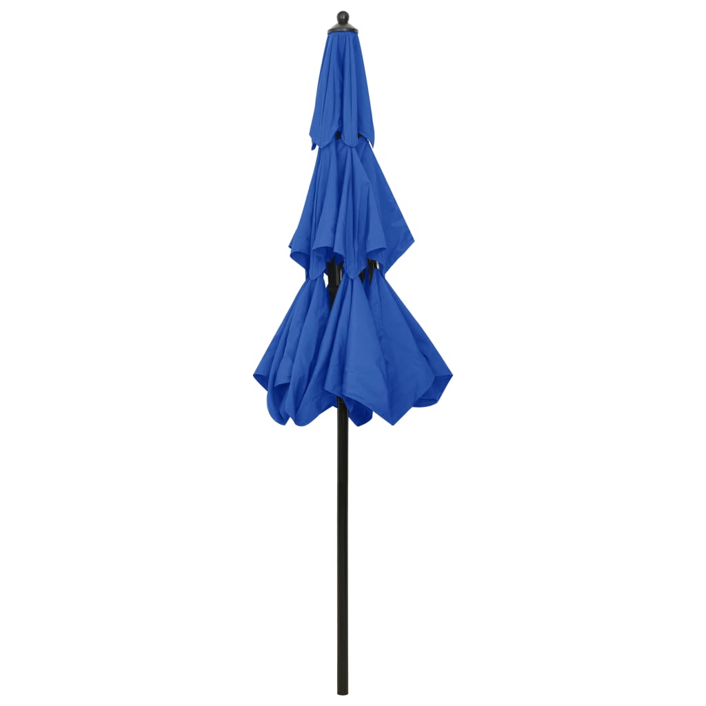 Umbrelă de grădină 3 niveluri, stâlp de aluminiu, azuriu, 2,5 m