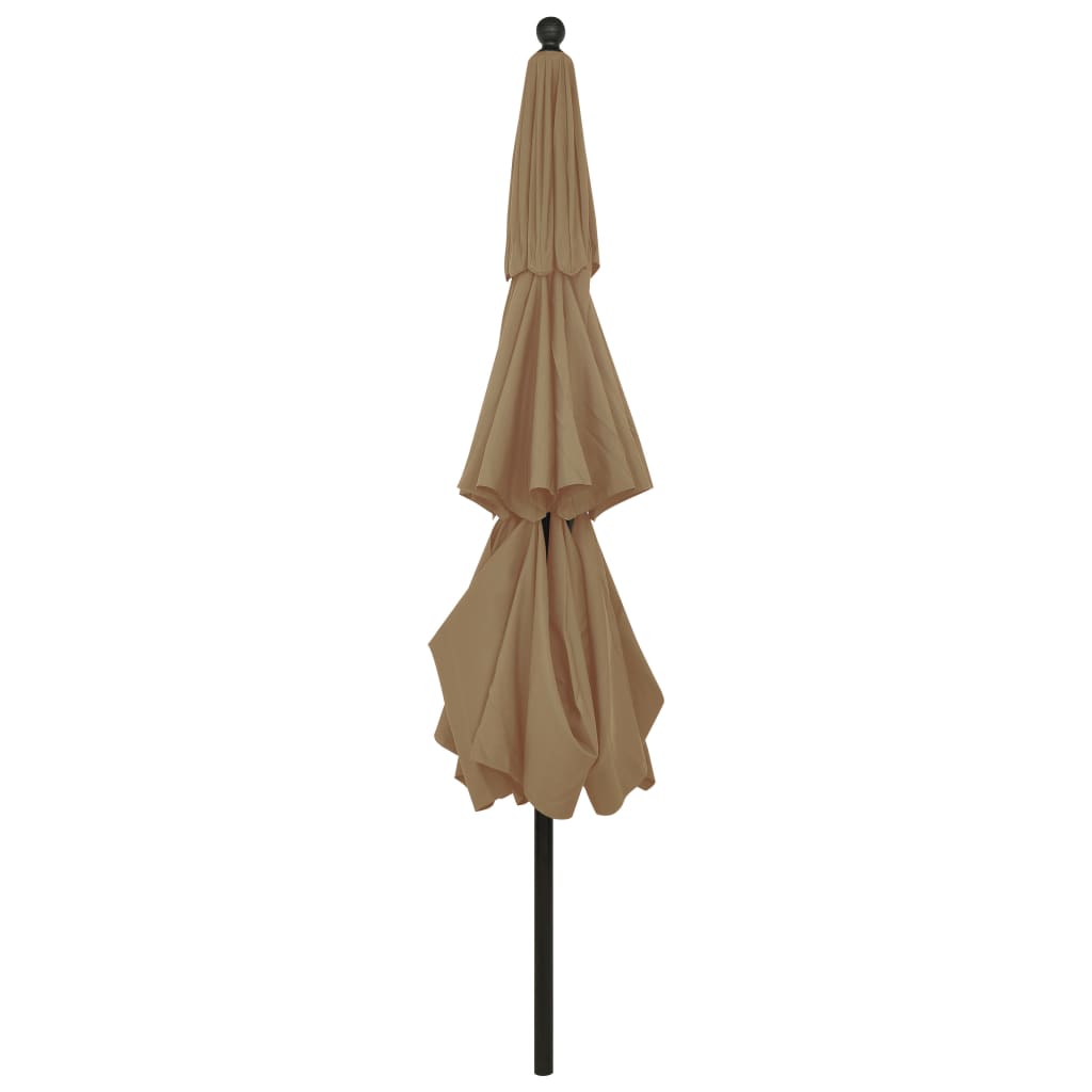 Umbrelă de grădină 3 niveluri, stâlp aluminiu, gri taupe, 3,5 m