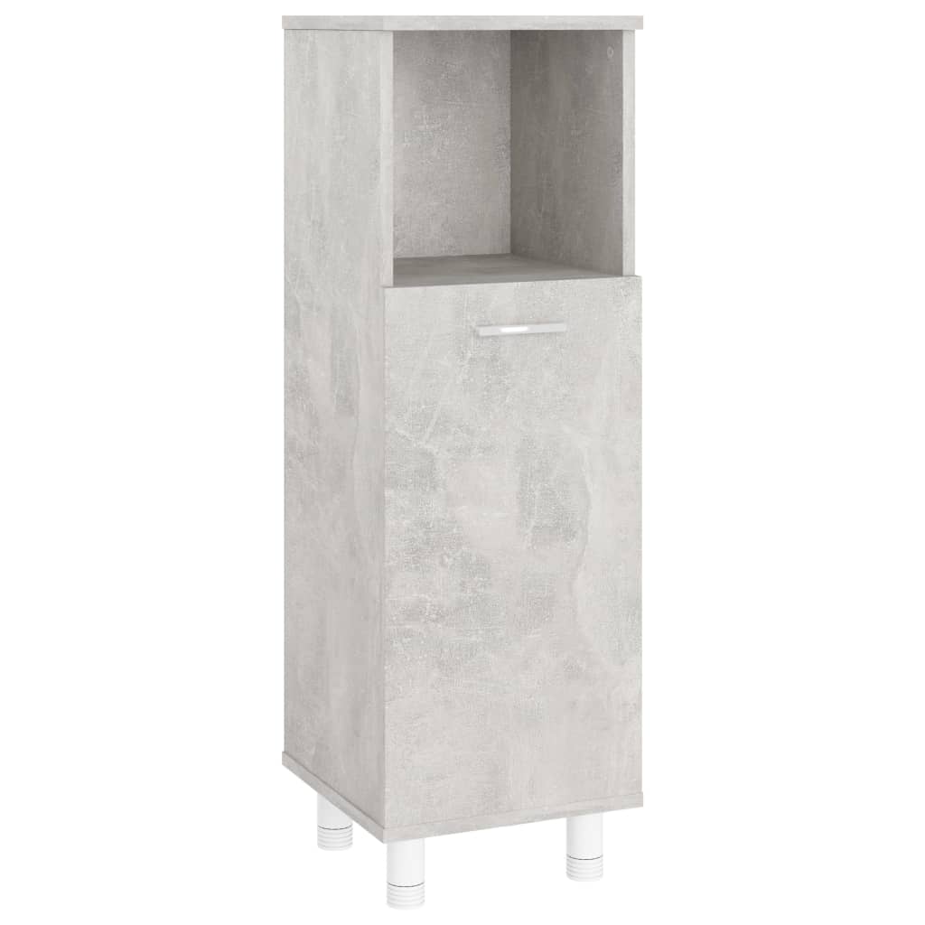 Set mobilier baie, 3 piece, gri beton, lemn prelucrat