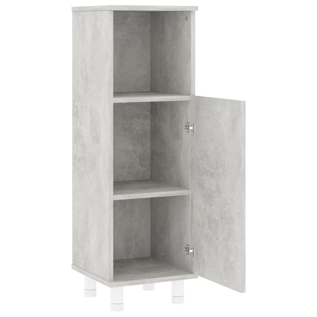 Set mobilier baie, 3 piece, gri beton, lemn prelucrat