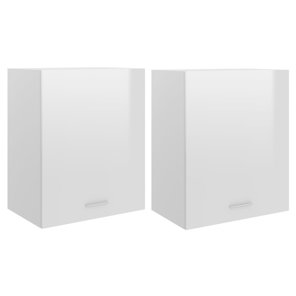 Dulapuri suspendate 2 buc. alb extralucios 50x31x60 cm, lemn