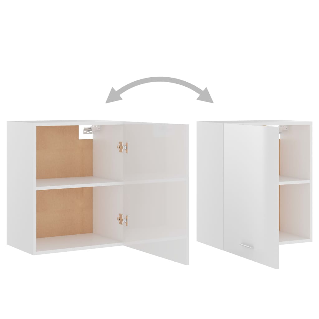 Dulapuri suspendate 2 buc. alb extralucios 50x31x60 cm, lemn