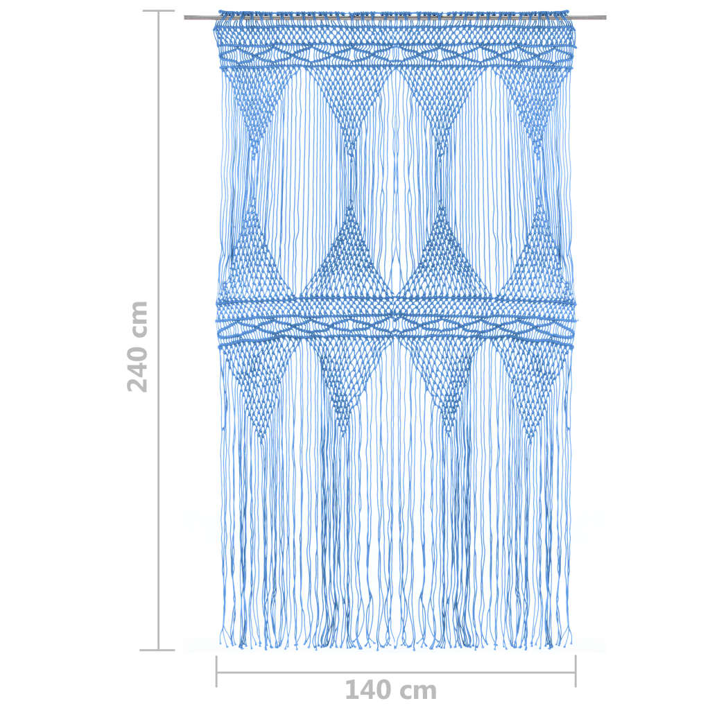 Perdea macrame, albastru, 140 x 240 cm, bumbac