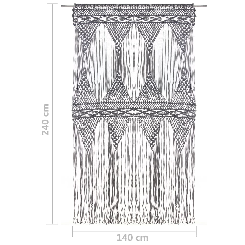 Perdea macrame, antracit, 140 x 240 cm, bumbac