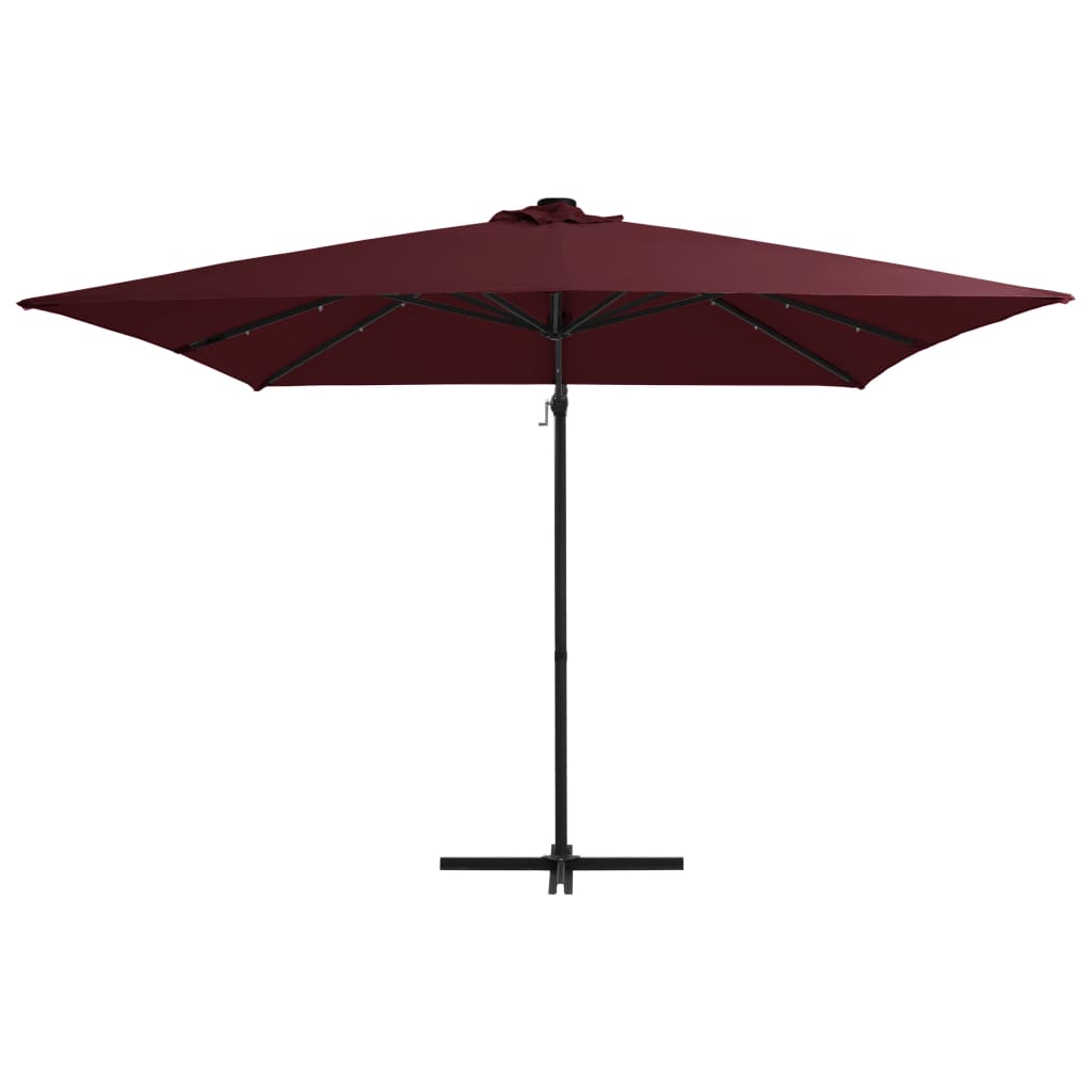 Umbrelă în consolă de grădină cu LED-uri, roșu bordo 250x250 cm