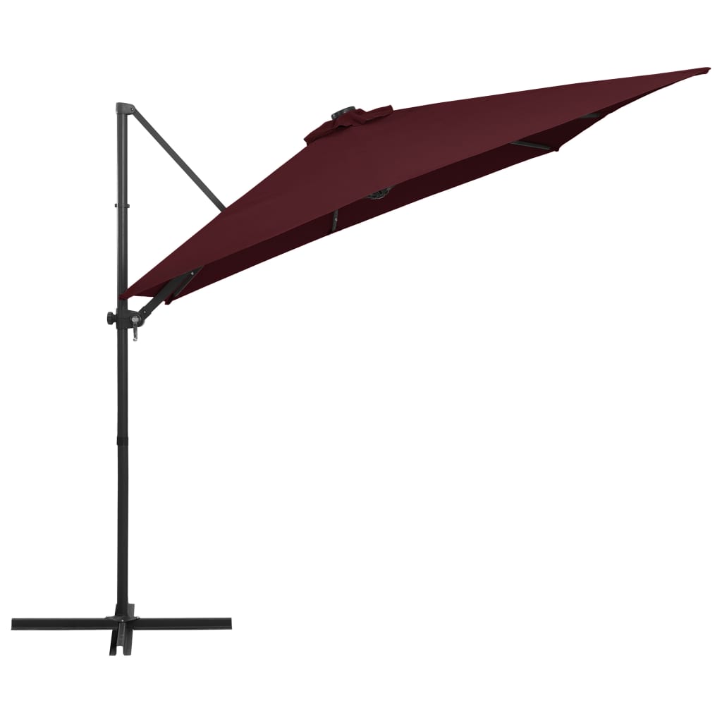 Umbrelă în consolă de grădină cu LED-uri, roșu bordo 250x250 cm