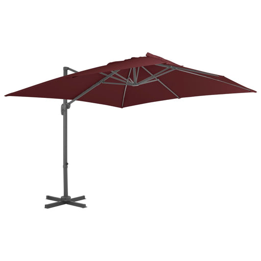 Umbrelă în consolă cu stâlp din aluminiu, bordo, 400x300 cm