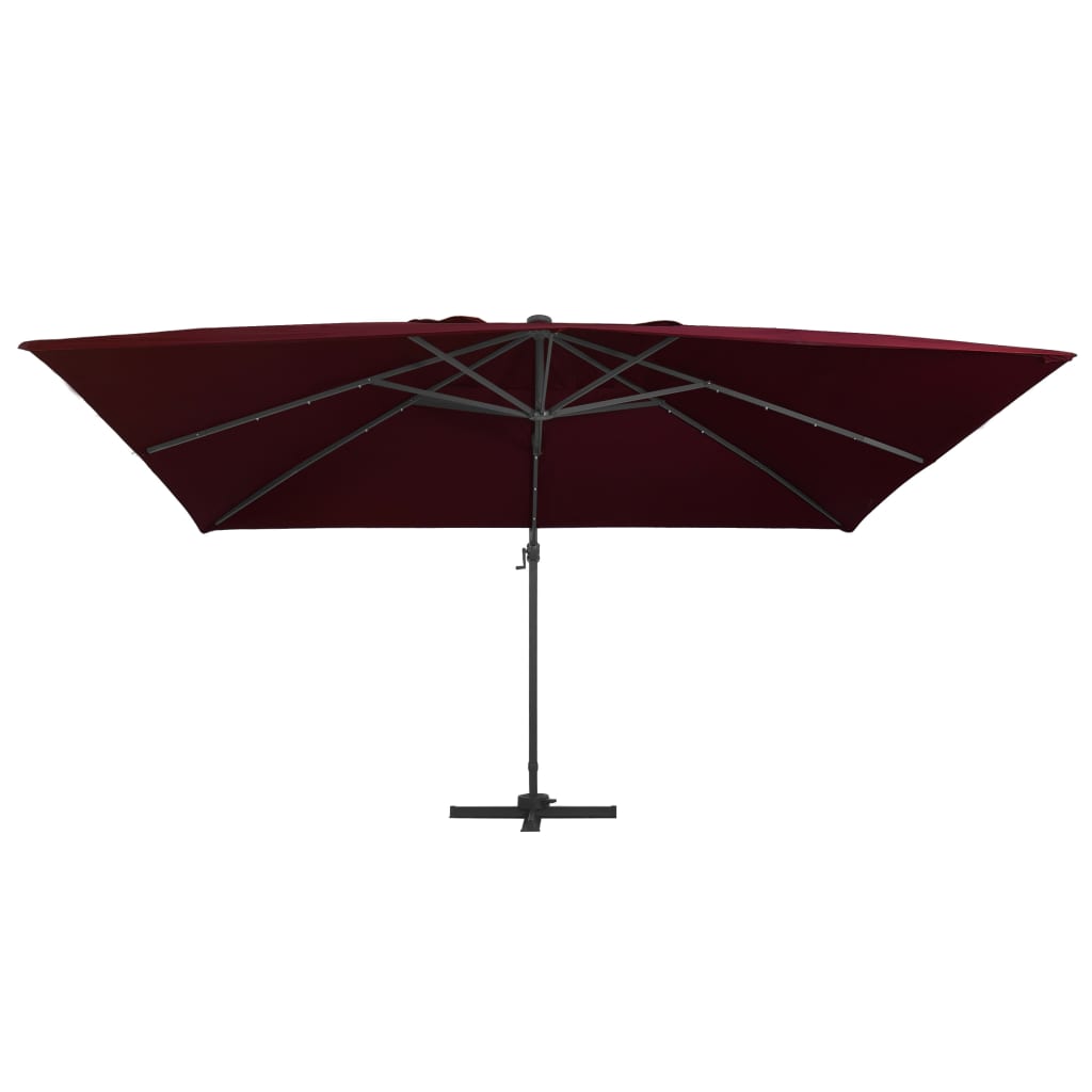 Umbrelă în consolă de grădină cu LED-uri, roșu bordo 400x300 cm