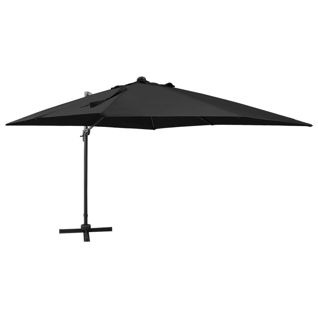 Umbrelă în consolă cu stâlp și LED-uri, negru, 300 cm