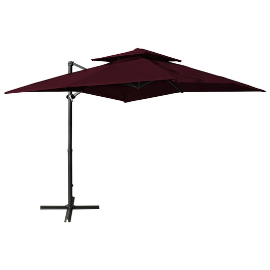 Umbrelă în consolă cu înveliș dublu, roșu bordo, 250x250 cm