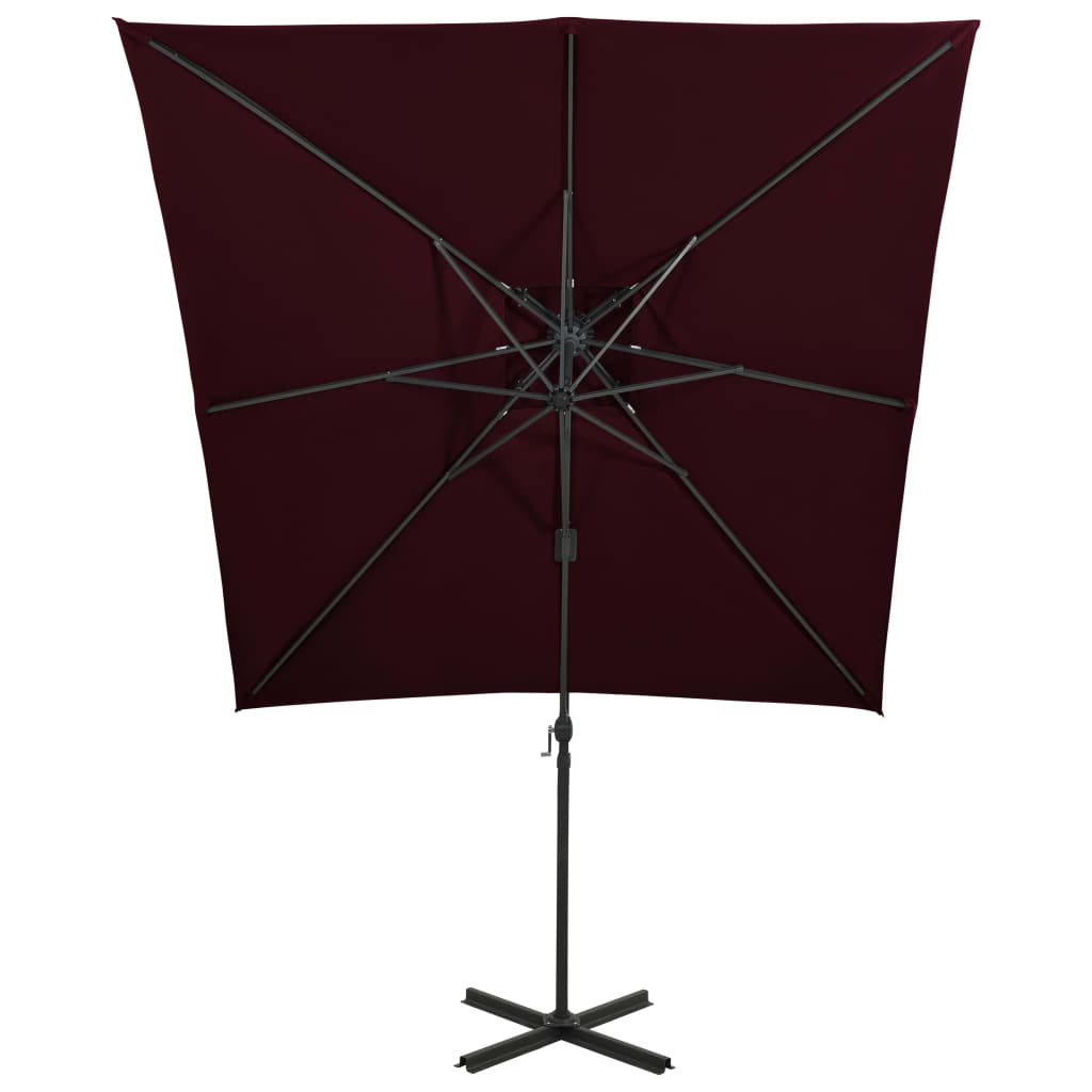 Umbrelă în consolă cu înveliș dublu, roșu bordo, 250x250 cm