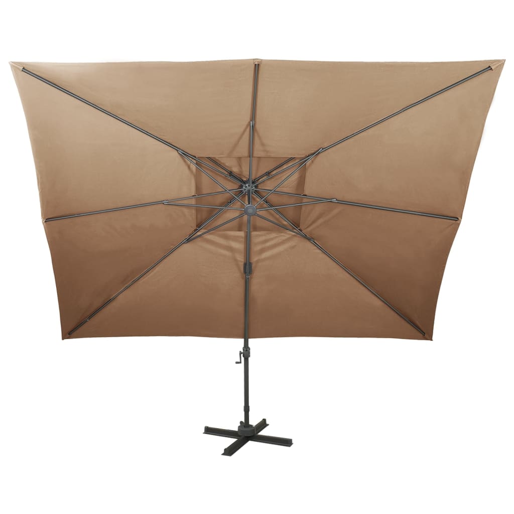 Umbrelă în consolă cu înveliș dublu, taupe, 400x300 cm