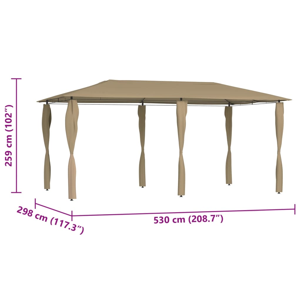 Pavilion cu huse pentru stâlpi gri taupe 2,98x5,3x2,59m 160g/m²