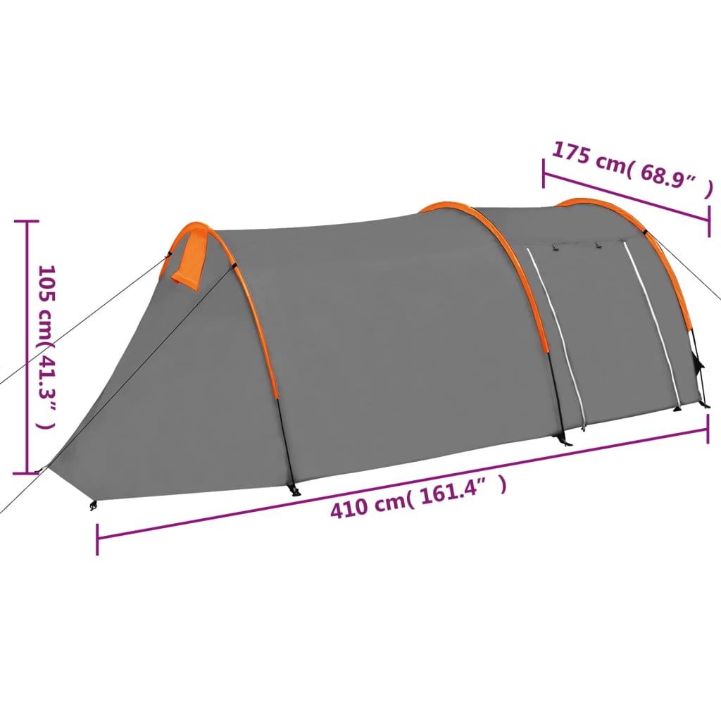 Cort de camping, 4 persoane, gri și portocaliu