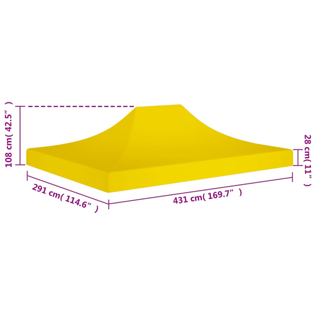 Acoperiș pentru cort de petrecere, galben, 270 g/m², 4,5x3