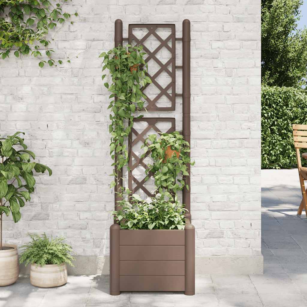 Jardinieră de grădină cu spalier, cafeniu, 43x43x142 cm, PP