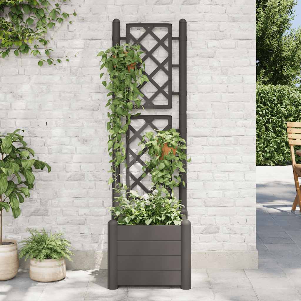 Jardinieră de grădină cu spalier, antracit, 43x43x142 cm, PP