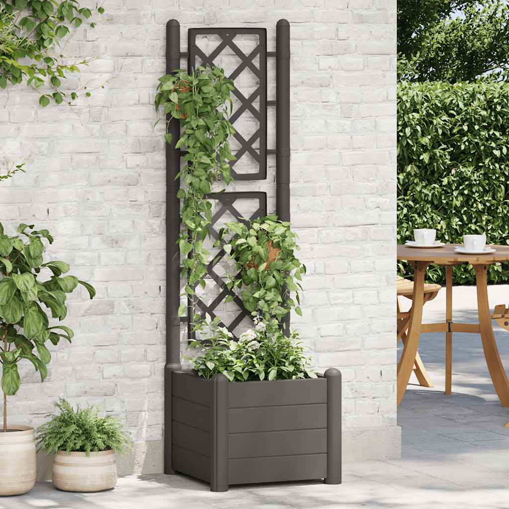 Jardinieră de grădină cu spalier, antracit, 43x43x142 cm, PP