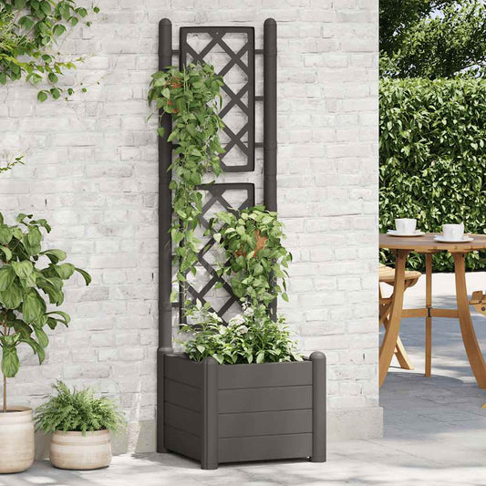 Jardinieră de grădină cu spalier, antracit, 43x43x142 cm, PP