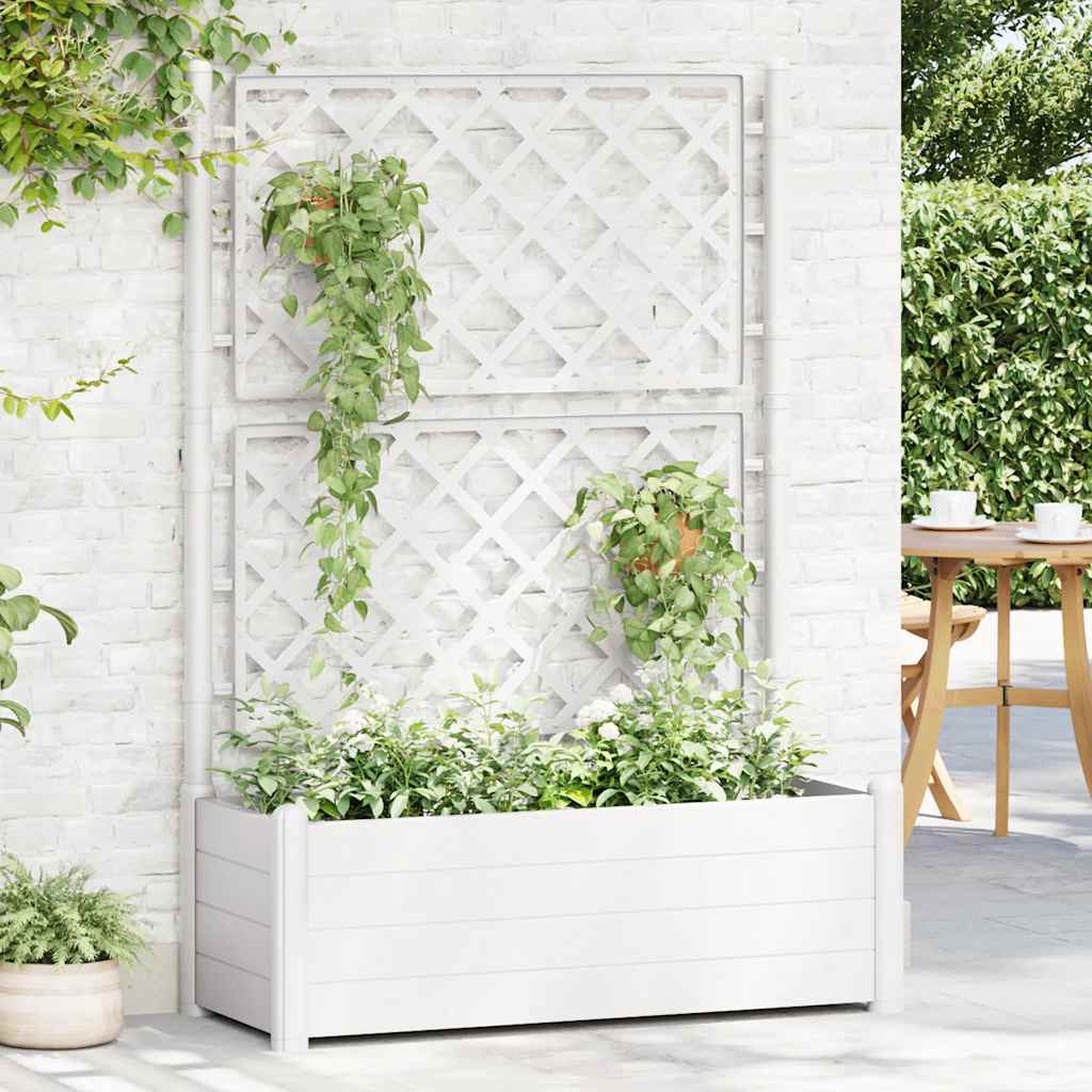 Jardinieră de grădină cu spalier, alb, 100 x 43 x 142, PP