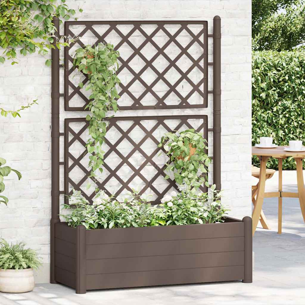 Jardinieră de grădină cu spalier, cafeniu, 100 x 43 x 142 cm PP