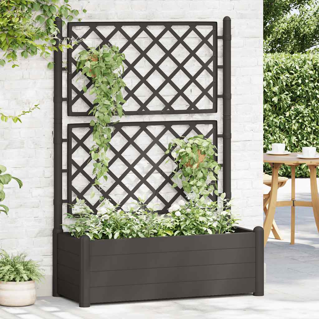Jardinieră de grădină cu spalier, antracit, 100x43x142, PP