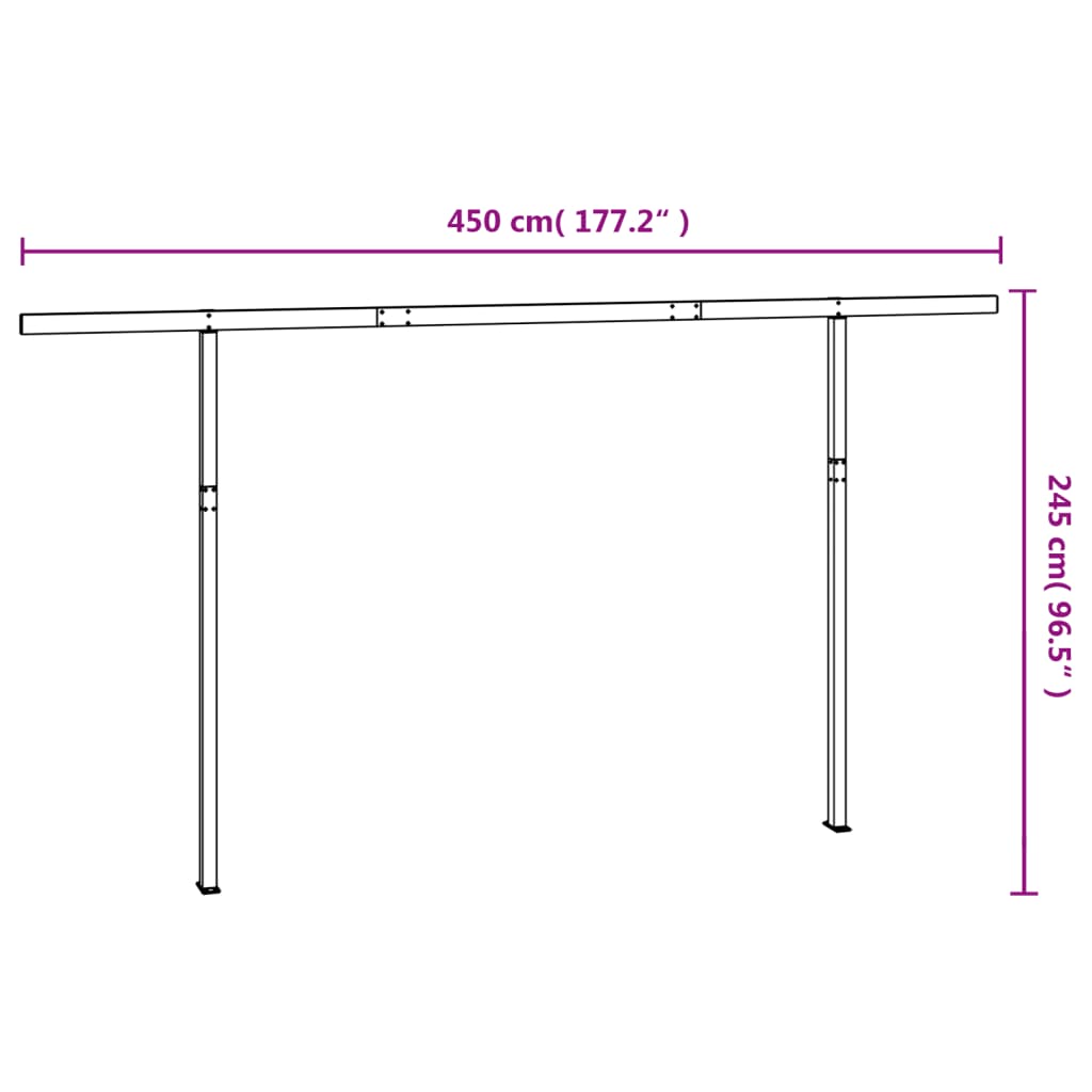 Set stâlp pentru copertină, antracit, 450x245 cm, fier