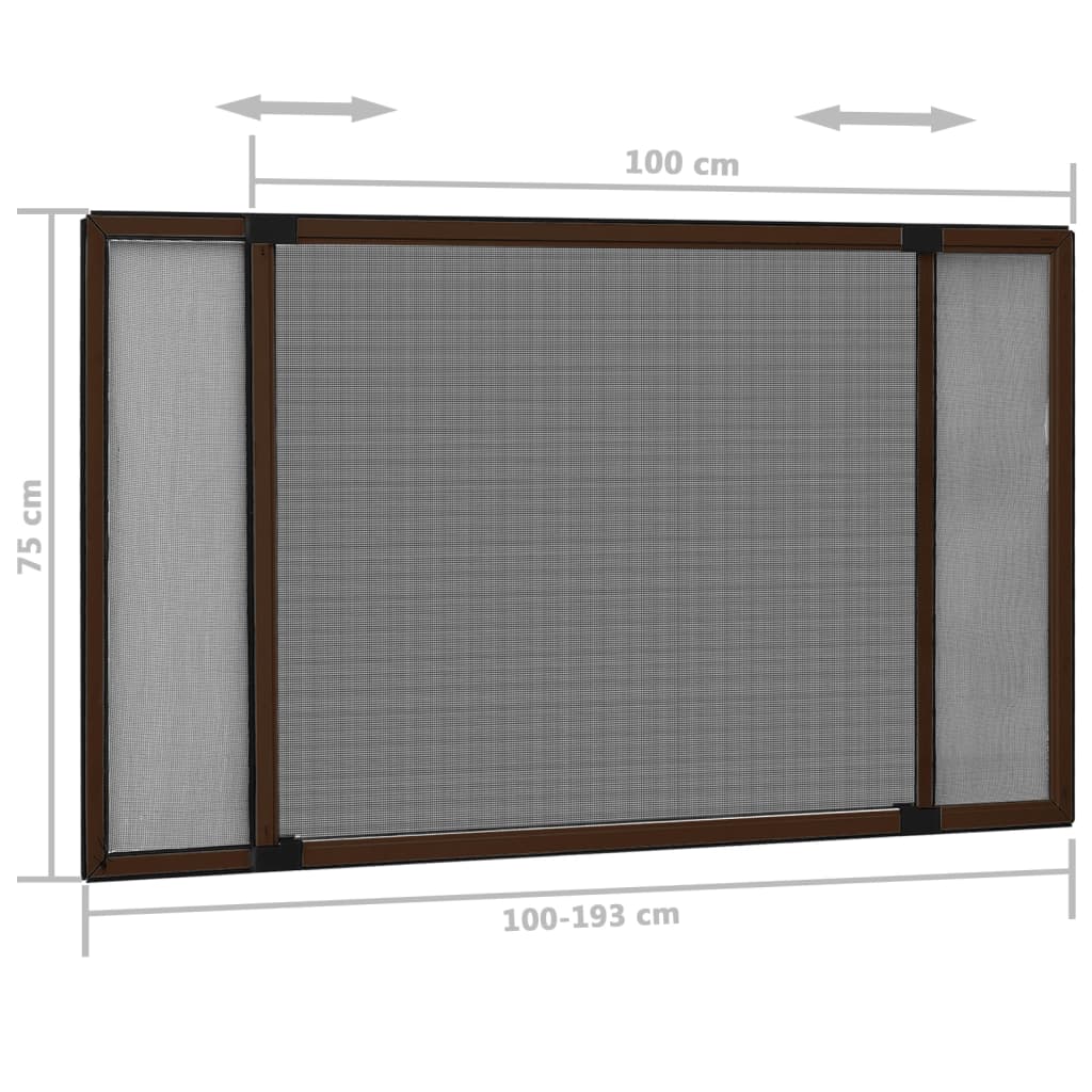 Plasă insecte extensibilă pentru ferestre maro (100-193)x75 cm