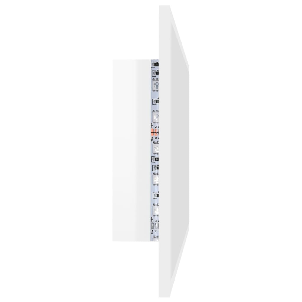 Oglindă de baie cu LED, alb extralucios, 80x8,5x37 cm, acril