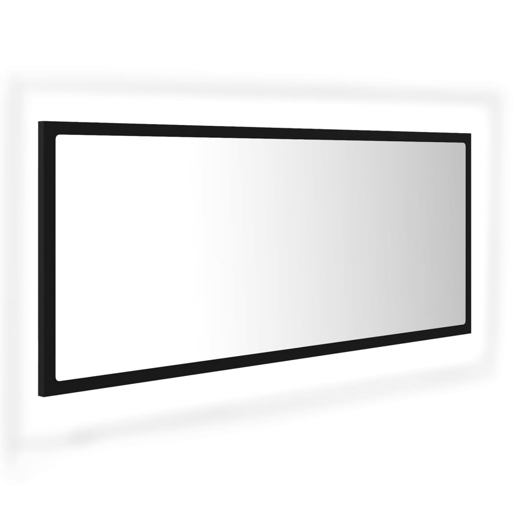 Oglindă de baie cu LED, negru, 100x8,5x37 cm, acril