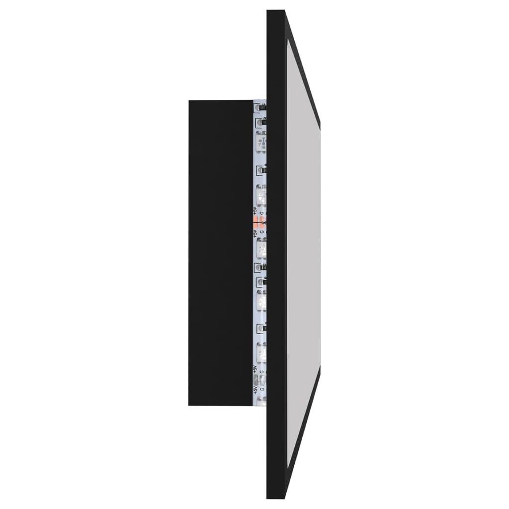 Oglindă de baie cu LED, negru, 100x8,5x37 cm, acril