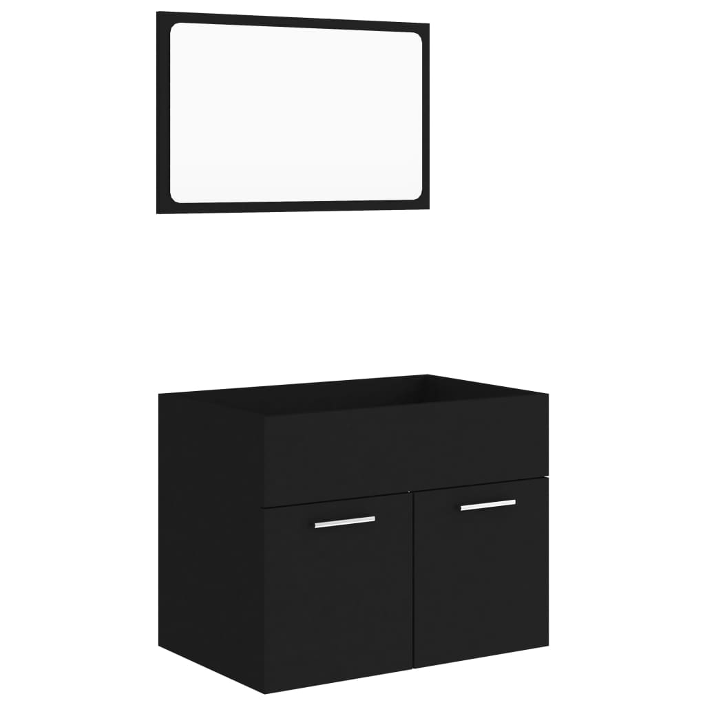 Set mobilier de baie, 2 piese, negru, PAL